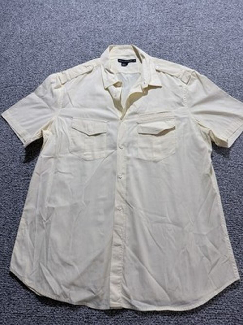 Men’s Yellow French Connection Button Up XXLG, Safari, Gorpcore, Shirt